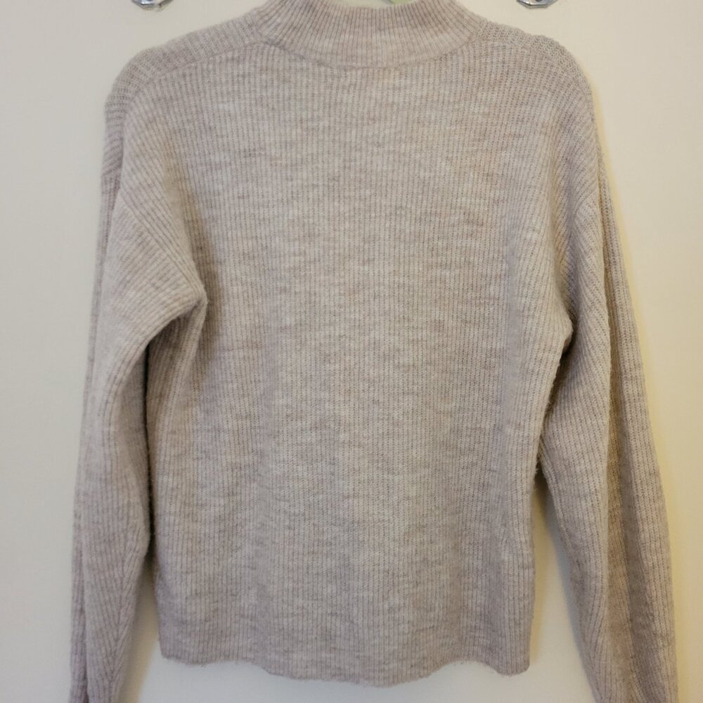 Leith Mock Neck Sweater XS Cream - Picture 3 of 5
